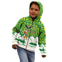 Bolivia Christmas Kid Hoodie with Santa Claus Andean Deer Condor and Traditional Pattern Design - Wonder Print Shop