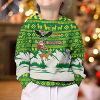 Bolivia Christmas Kid Ugly Christmas Sweater with Santa Claus Andean Deer Condor and Traditional Pattern Design - Wonder Print Shop