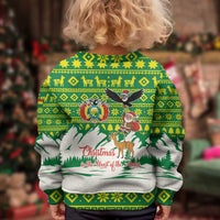 Bolivia Christmas Kid Ugly Christmas Sweater with Santa Claus Andean Deer Condor and Traditional Pattern Design - Wonder Print Shop
