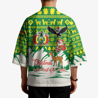Bolivia Christmas Kimono with Santa Claus Andean Deer Condor and Traditional Pattern Design - Wonder Print Shop