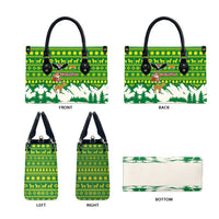 Bolivia Christmas Leather Bag with Santa Claus Andean Deer Condor and Traditional Pattern Design - Wonder Print Shop