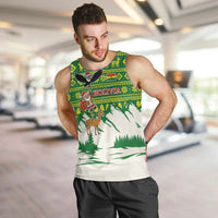 Bolivia Christmas Men Tank Top with Santa Claus Andean Deer Condor and Traditional Pattern Design - Wonder Print Shop