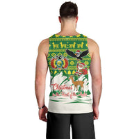 Bolivia Christmas Men Tank Top with Santa Claus Andean Deer Condor and Traditional Pattern Design - Wonder Print Shop