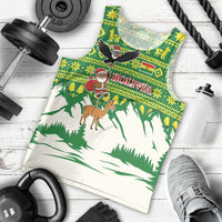 Bolivia Christmas Men Tank Top with Santa Claus Andean Deer Condor and Traditional Pattern Design - Wonder Print Shop