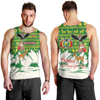 Bolivia Christmas Men Tank Top with Santa Claus Andean Deer Condor and Traditional Pattern Design - Wonder Print Shop