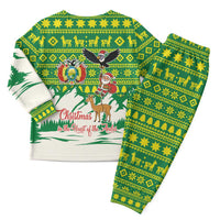 Bolivia Christmas Pajama Set with Santa Claus Andean Deer Condor and Traditional Pattern Design - Wonder Print Shop
