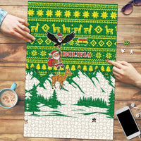 Bolivia Christmas Puzzle with Santa Claus Andean Deer Condor and Traditional Pattern Design - Wonder Print Shop