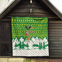 Bolivia Christmas Quilt with Santa Claus Andean Deer Condor and Traditional Pattern Design - Wonder Print Shop