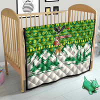 Bolivia Christmas Quilt with Santa Claus Andean Deer Condor and Traditional Pattern Design - Wonder Print Shop