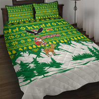 Bolivia Christmas Quilt Bed Set with Santa Claus Andean Deer Condor and Traditional Pattern Design - Wonder Print Shop