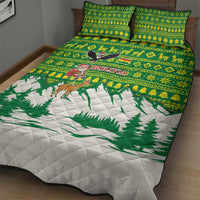 Bolivia Christmas Quilt Bed Set with Santa Claus Andean Deer Condor and Traditional Pattern Design - Wonder Print Shop