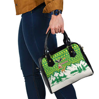 Bolivia Christmas Shoulder Handbag with Santa Claus Andean Deer Condor and Traditional Pattern Design - Wonder Print Shop