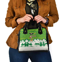Bolivia Christmas Shoulder Handbag with Santa Claus Andean Deer Condor and Traditional Pattern Design - Wonder Print Shop