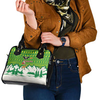 Bolivia Christmas Shoulder Handbag with Santa Claus Andean Deer Condor and Traditional Pattern Design - Wonder Print Shop