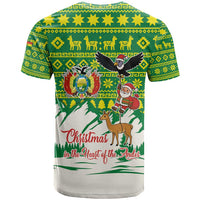 Bolivia Christmas T Shirt with Santa Claus Andean Deer Condor and Traditional Pattern Design - Wonder Print Shop
