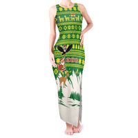 Bolivia Christmas Tank Maxi Dress with Santa Claus Andean Deer Condor and Traditional Pattern Design - Wonder Print Shop