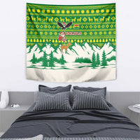 Bolivia Christmas Tapestry with Santa Claus Andean Deer Condor and Traditional Pattern Design - Wonder Print Shop
