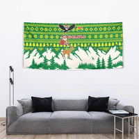 Bolivia Christmas Tapestry with Santa Claus Andean Deer Condor and Traditional Pattern Design - Wonder Print Shop