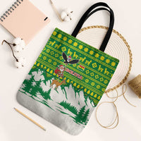 Bolivia Christmas Tote Bag with Santa Claus Andean Deer Condor and Traditional Pattern Design - Wonder Print Shop