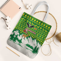 Bolivia Christmas Tote Bag with Santa Claus Andean Deer Condor and Traditional Pattern Design - Wonder Print Shop