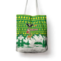 Bolivia Christmas Tote Bag with Santa Claus Andean Deer Condor and Traditional Pattern Design - Wonder Print Shop