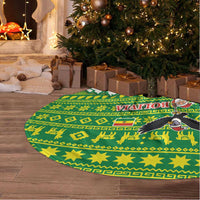 Bolivia Christmas Tree Skirt with Santa Claus Andean Deer Condor and Traditional Pattern Design - Wonder Print Shop