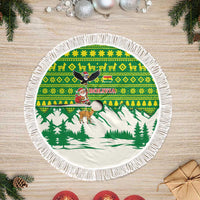 Bolivia Christmas Tree Skirt with Santa Claus Andean Deer Condor and Traditional Pattern Design - Wonder Print Shop