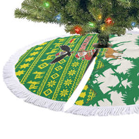Bolivia Christmas Tree Skirt with Santa Claus Andean Deer Condor and Traditional Pattern Design - Wonder Print Shop