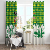 Bolivia Christmas Window Curtain with Santa Claus Andean Deer Condor and Traditional Pattern Design - Wonder Print Shop