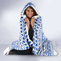Uruguay Christmas Hooded Blanket with Santa Claus Rhea Bird Holiday Lights and Blue Geometric Pattern - Wonder Print Shop