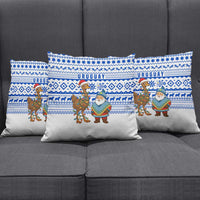 Uruguay Christmas Pillow Cover with Santa Claus Rhea Bird Holiday Lights and Blue Geometric Pattern - Wonder Print Shop