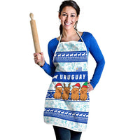 Uruguay Christmas Apron with Capybaras Holiday Tree Sun Emblem and Blue Festive Pattern - Wonder Print Shop