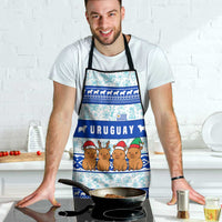 Uruguay Christmas Apron with Capybaras Holiday Tree Sun Emblem and Blue Festive Pattern - Wonder Print Shop
