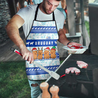 Uruguay Christmas Apron with Capybaras Holiday Tree Sun Emblem and Blue Festive Pattern - Wonder Print Shop