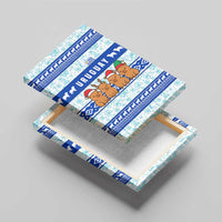 Uruguay Christmas Canvas Wall Art with Capybaras Holiday Tree Sun Emblem and Blue Festive Pattern - Wonder Print Shop