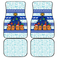 Uruguay Christmas Car Mats with Capybaras Holiday Tree Sun Emblem and Blue Festive Pattern - Wonder Print Shop