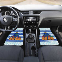 Uruguay Christmas Car Mats with Capybaras Holiday Tree Sun Emblem and Blue Festive Pattern - Wonder Print Shop