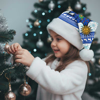 Uruguay Christmas Santa Hat with Capybaras Holiday Tree Sun Emblem and Blue Festive Pattern - Wonder Print Shop