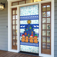 Uruguay Christmas Door Cover with Capybaras Holiday Tree Sun Emblem and Blue Festive Pattern - Wonder Print Shop