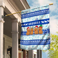 Uruguay Christmas Garden Flag with Capybaras Holiday Tree Sun Emblem and Blue Festive Pattern - Wonder Print Shop