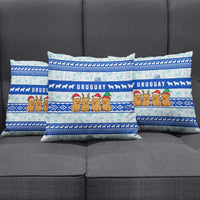 Uruguay Christmas Pillow Cover with Capybaras Holiday Tree Sun Emblem and Blue Festive Pattern - Wonder Print Shop