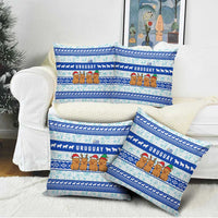 Uruguay Christmas Pillow Cover with Capybaras Holiday Tree Sun Emblem and Blue Festive Pattern - Wonder Print Shop