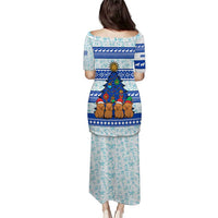 Uruguay Christmas Puletasi with Capybaras Holiday Tree Sun Emblem and Blue Festive Pattern - Wonder Print Shop