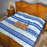 Uruguay Christmas Quilt with Capybaras Holiday Tree Sun Emblem and Blue Festive Pattern - Wonder Print Shop