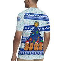 Uruguay Christmas Rugby Jersey with Capybaras Holiday Tree Sun Emblem and Blue Festive Pattern - Wonder Print Shop