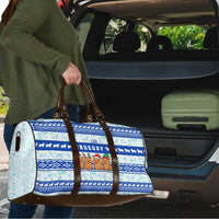 Uruguay Christmas Travel Bag with Capybaras Holiday Tree Sun Emblem and Blue Festive Pattern - Wonder Print Shop