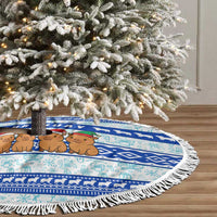 Uruguay Christmas Tree Skirt with Capybaras Holiday Tree Sun Emblem and Blue Festive Pattern - Wonder Print Shop