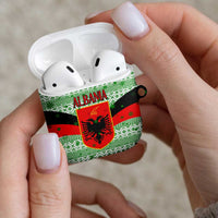 Albania Christmas AirPods Case with Green-Red Design, Double-Headed Eagle Emblem, and Santa Motif - Wonder Print Shop