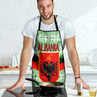 Albania Christmas Apron with Green-Red Design, Double-Headed Eagle Emblem, and Santa Motif - Wonder Print Shop