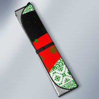 Albania Christmas Auto Sun Shade with Green-Red Design, Double-Headed Eagle Emblem, and Santa Motif - Wonder Print Shop